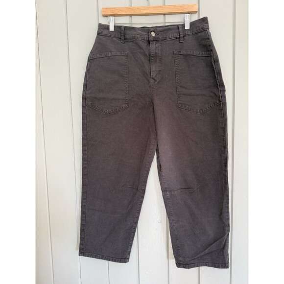 Evereve Cora Barrel Leg High Rise Utility Pant in Charcoal Gray Size 31 Cropped - Picture 1 of 5